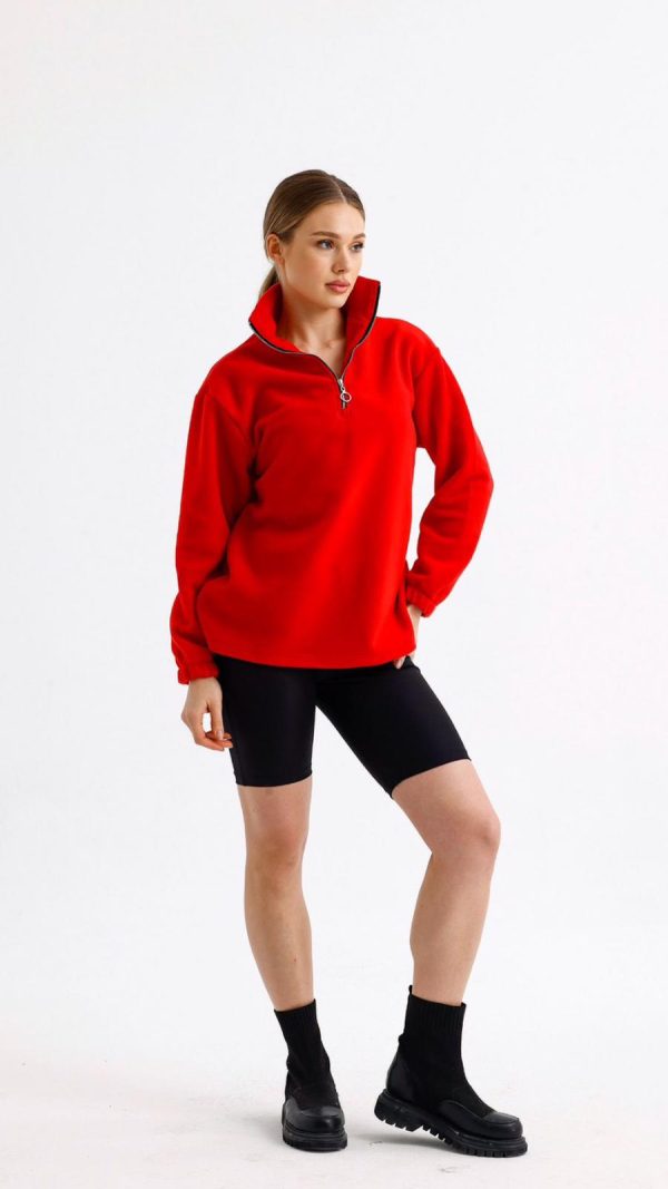 Yarım Balıkçı Yaka Fermuarlı Polar Sweatshirt